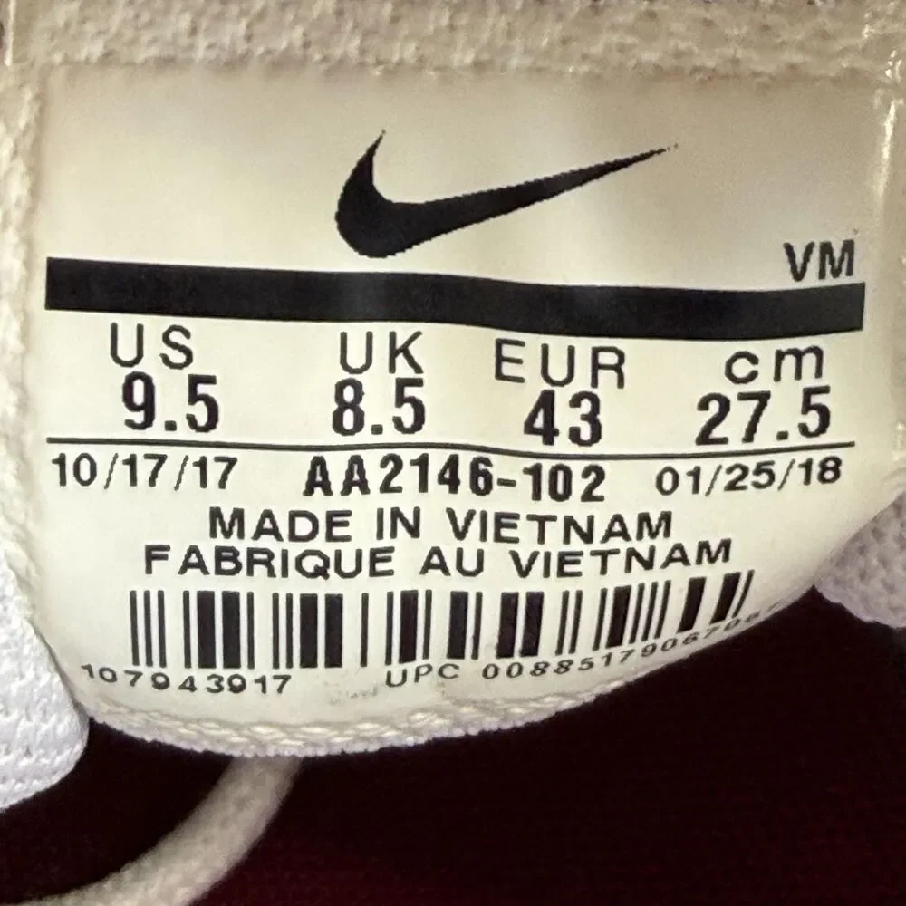 Nike Air Max Axis Shoes Mens Size 9.5 White Gray Running AA2146-102 Sneakers